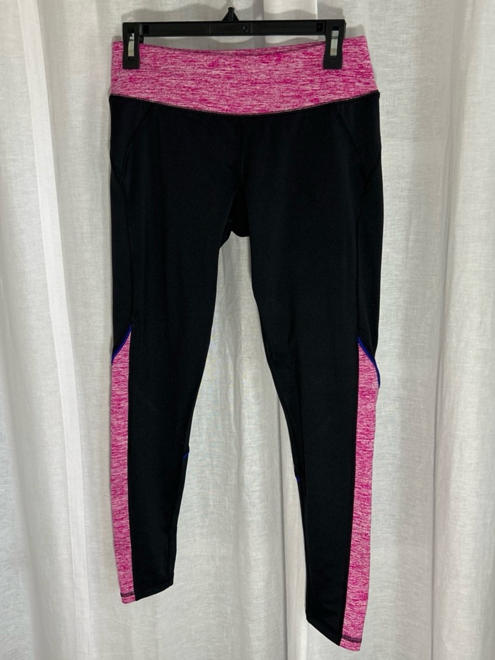 FLEECE LINED | Leggings | Pink Waistband and Side Panels | Size S